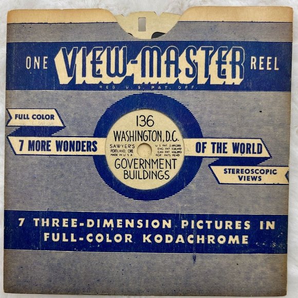 Vintage View-Master Reel 136 Washington DC Government Buildings (Hand Lettered) - Picture 4 of 5